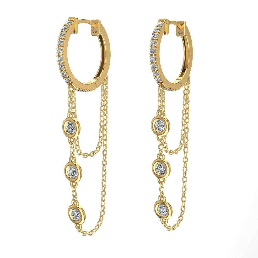 Boucles d'oreilles diamants naturels ronds 0.42 carat or jaune Benedetta