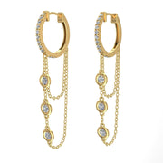 Boucles d'oreilles diamants naturels ronds 0.42 carat or jaune Benedetta
