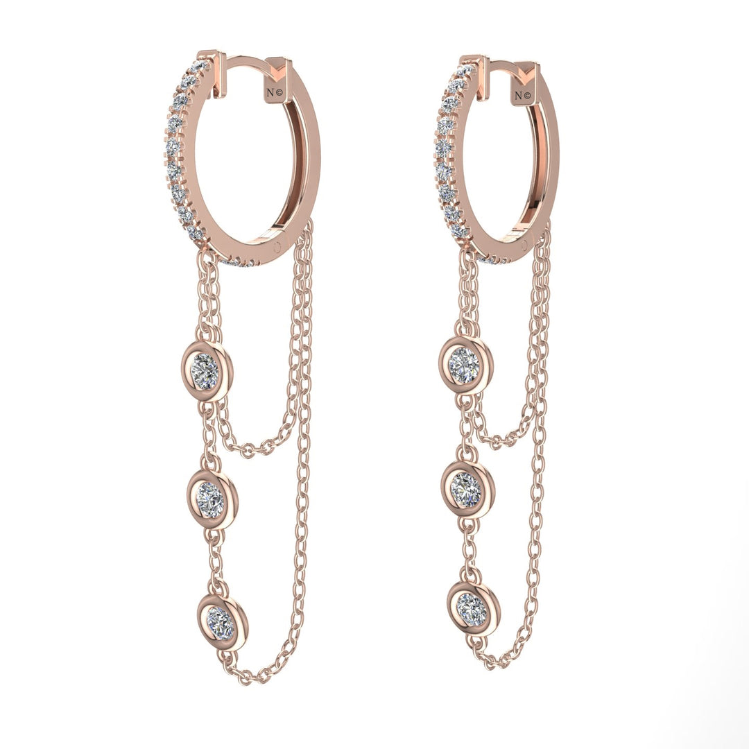 Boucles d'oreilles diamants naturels ronds 0.42 carat or rose Benedetta