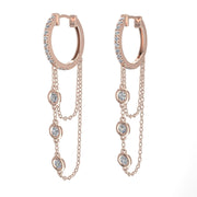 Boucles d'oreilles diamants naturels ronds 0.42 carat or rose Benedetta