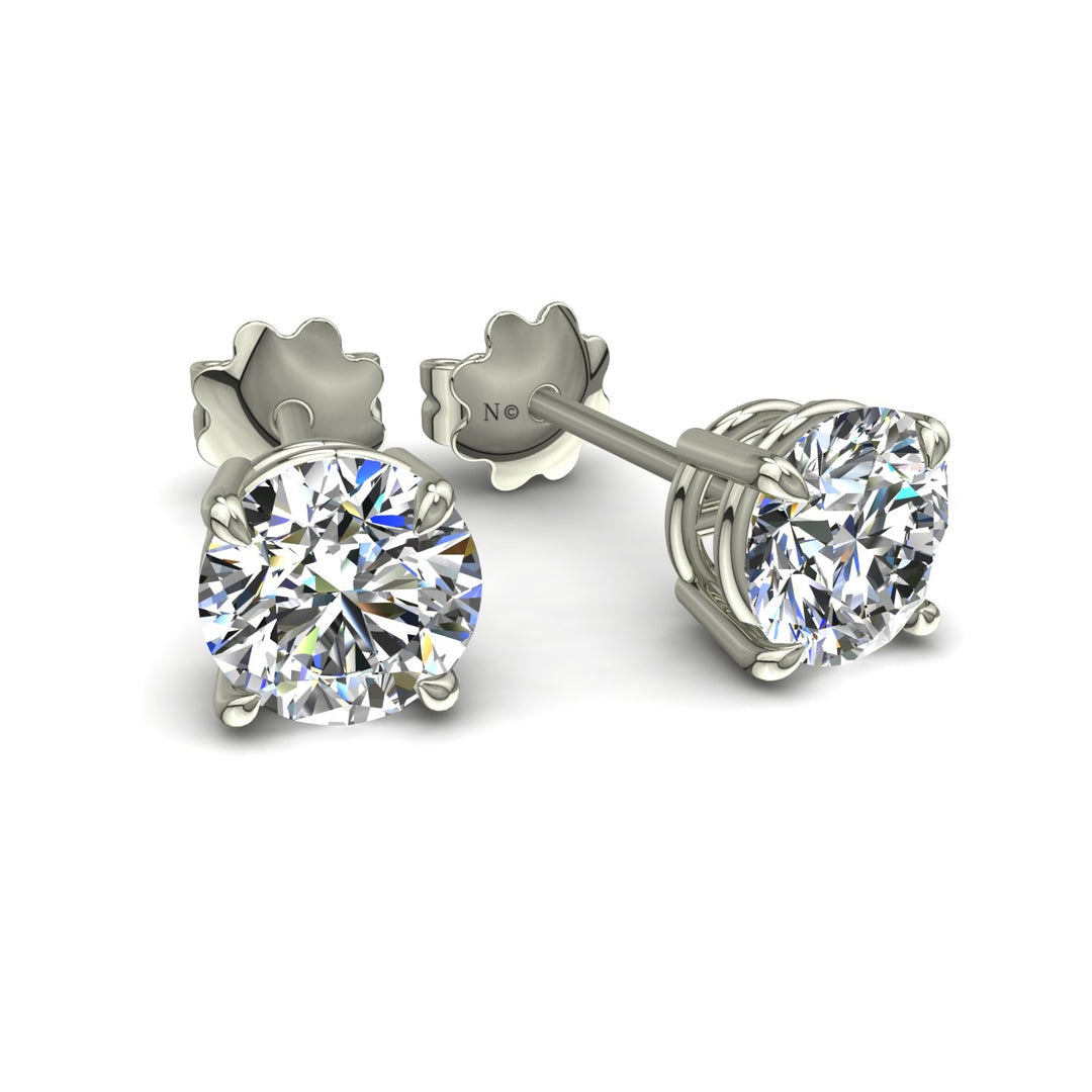 Boucles d'oreilles diamants naturels ronds 1.00 carat or blanc Sabrina