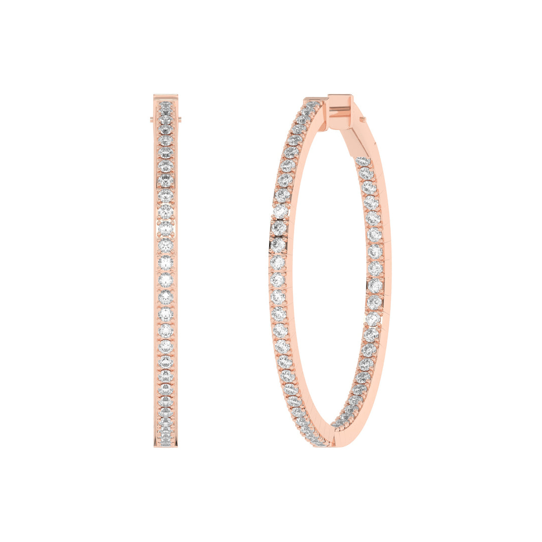 Boucles d'oreilles diamants naturels ronds 1.49 carat or rose Enrica