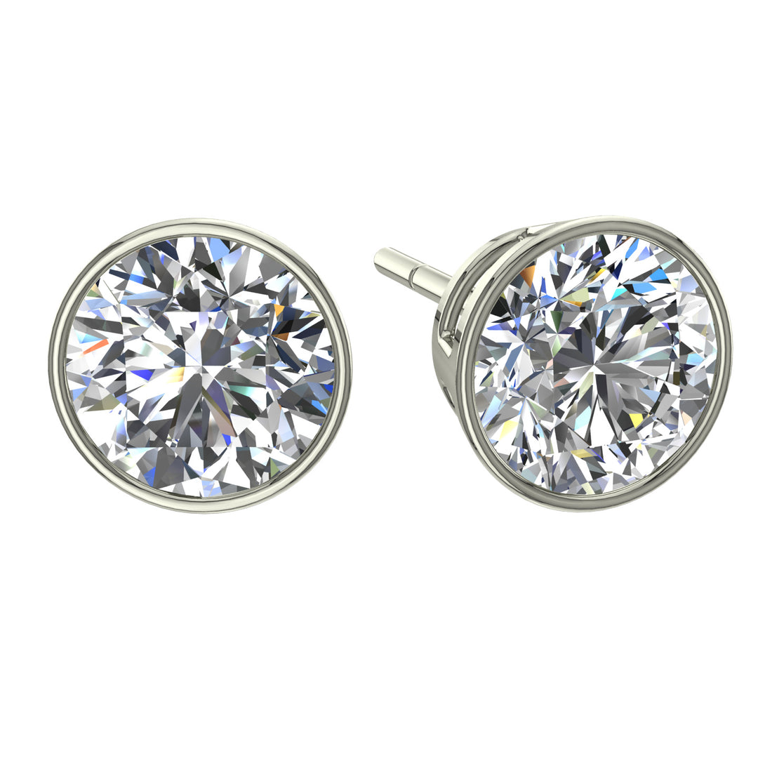 Boucles d'oreilles diamants naturels ronds 2.00 carat or blanc Angelica