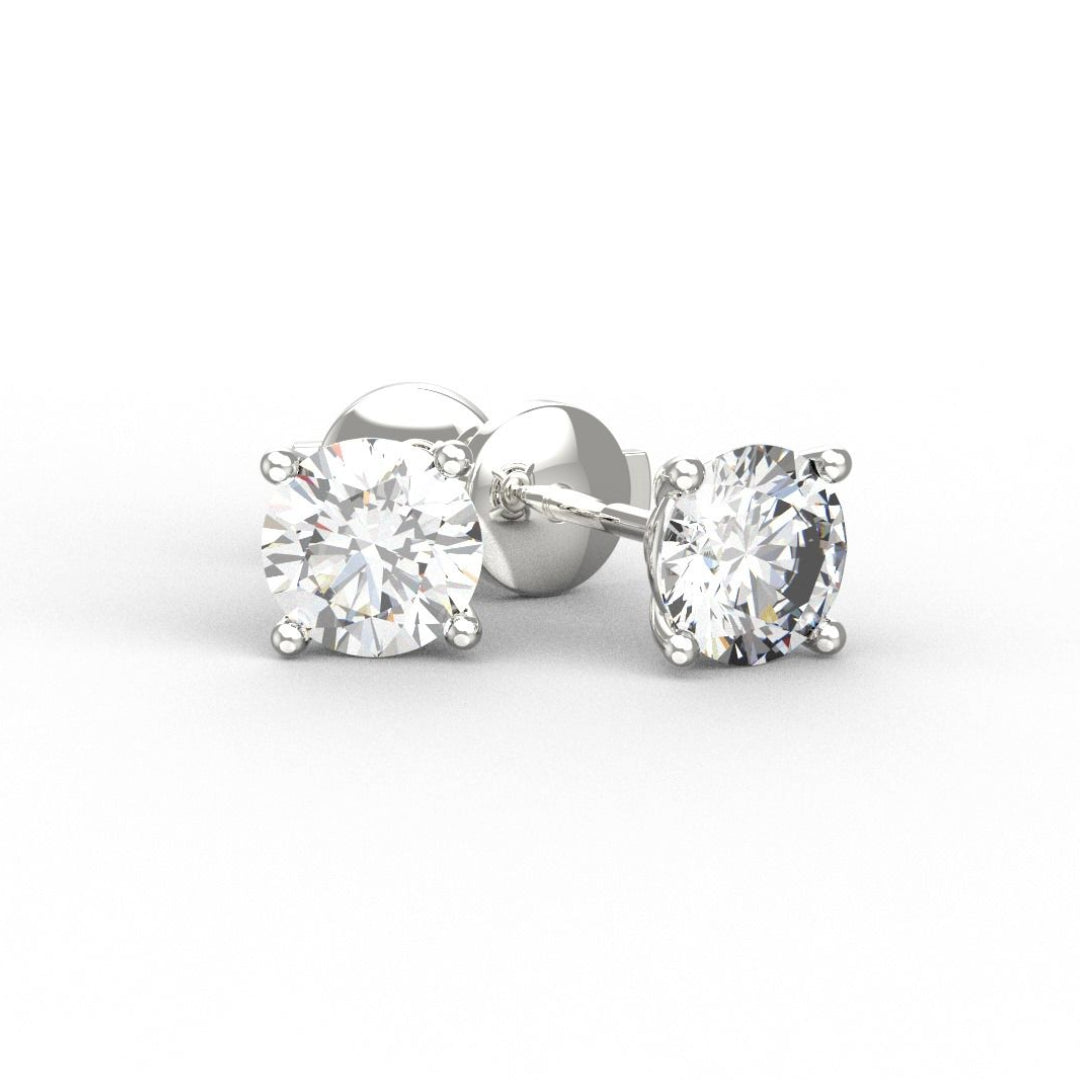 Boucles d'oreilles diamants naturels ronds 2.00 carat or blanc Ely