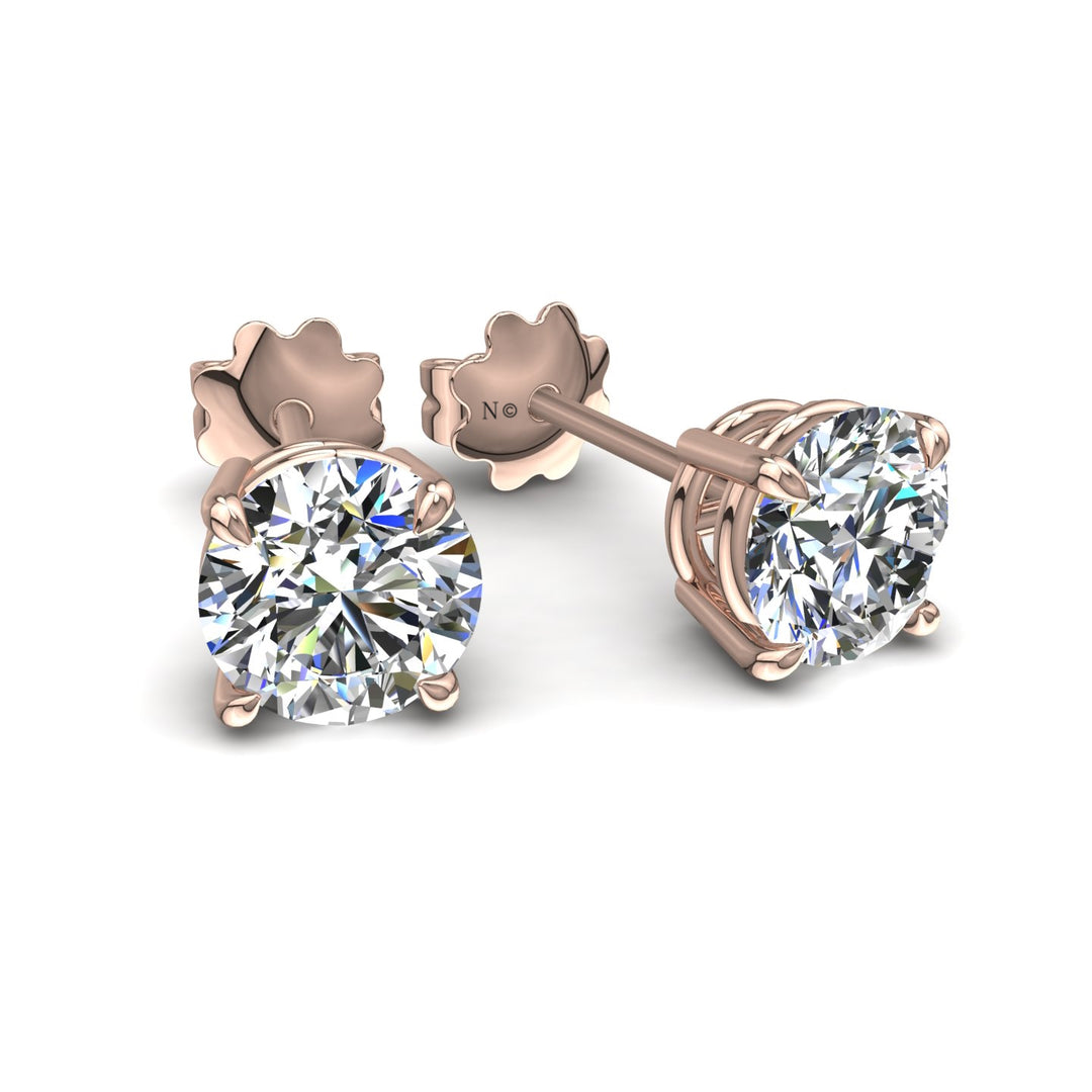 Boucles d'oreilles diamants naturels ronds 2.00 carat or rose Sabrina