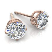 Boucles d'oreilles diamants naturels ronds 2.40 carats or rose Antonella