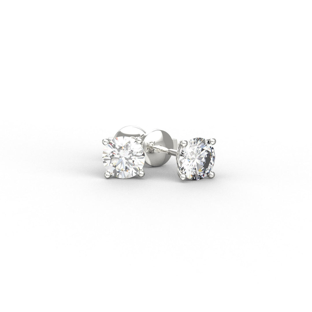 Boucles d'oreilles diamants naturels ronds 3.00 carats or blanc Ely