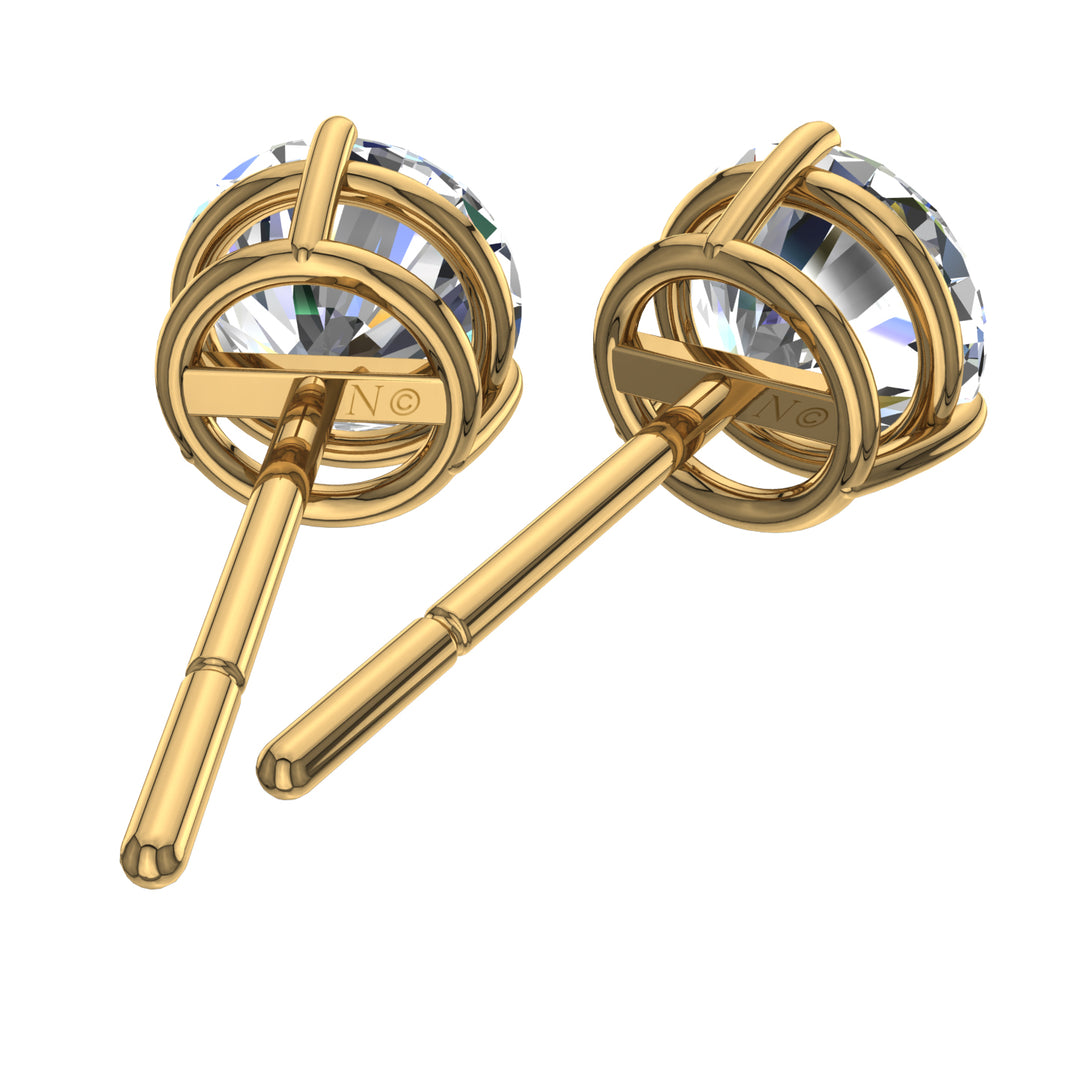 Boucles d'oreilles diamants naturels ronds 3.40 carats or jaune Cristina