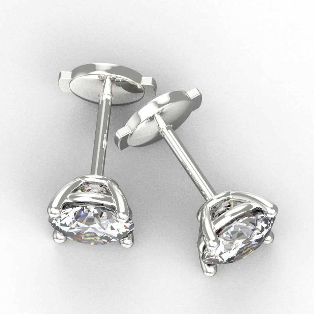 Boucles d'oreilles diamants naturels ronds 4.00 carats or blanc Ely
