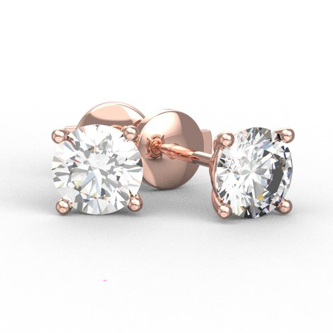 Boucles d'oreilles diamants naturels ronds 4.00 carats or rose Ely