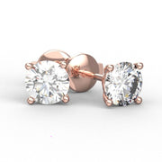 Boucles d'oreilles diamants naturels ronds 4.00 carats or rose Ely