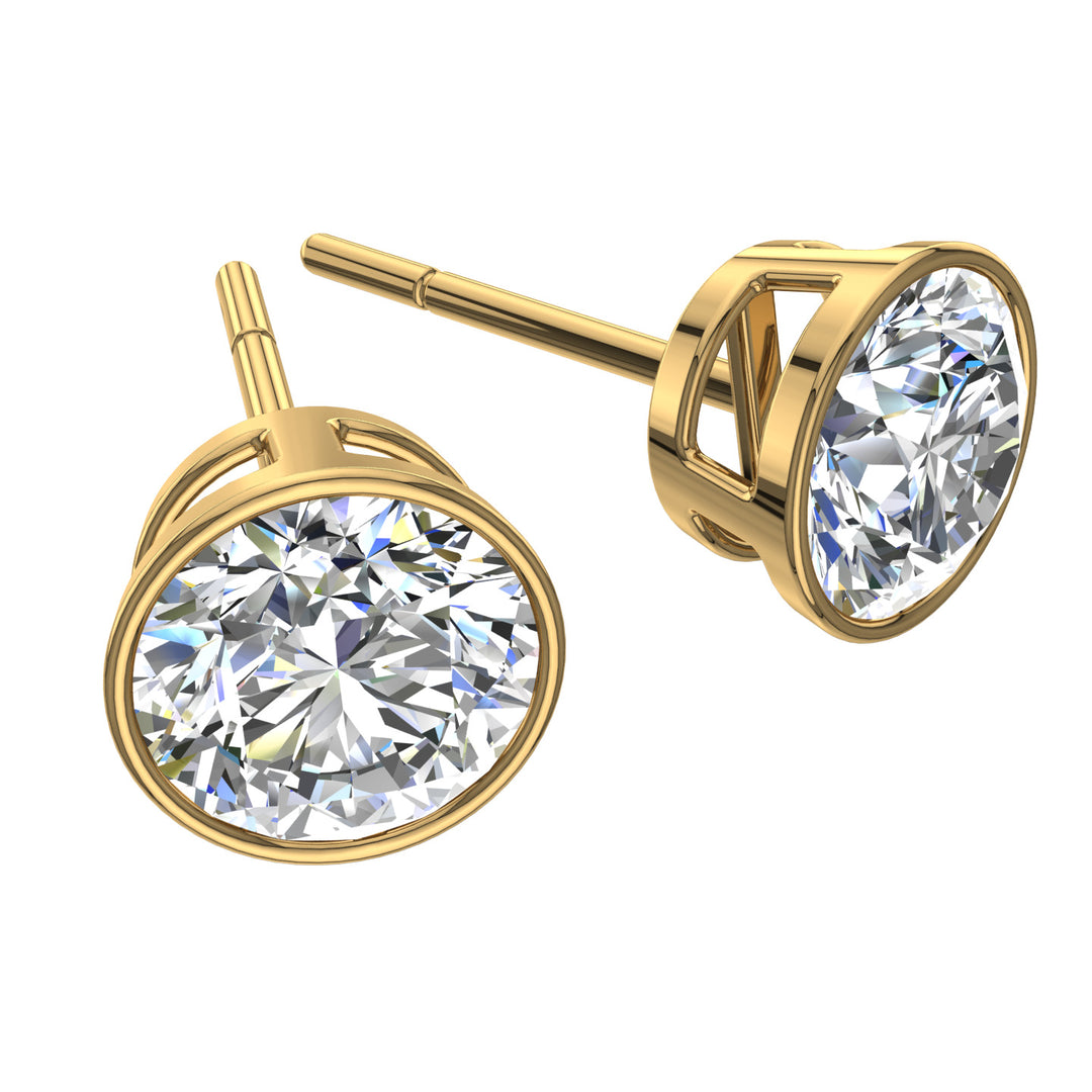Boucles d'oreilles diamants naturels ronds 6.00 carats or jaune Angelica