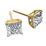 Load image into Gallery viewer, Boucles d&#39;oreilles diamants princesses 2.00 carat or jaune Eleonora
