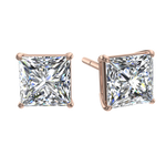 Load image into Gallery viewer, Boucles d&#39;oreilles diamants princesses 2.00 carat or rose Eleonora
