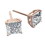 Load image into Gallery viewer, Boucles d&#39;oreilles diamants princesses 2.00 carat or rose Eleonora
