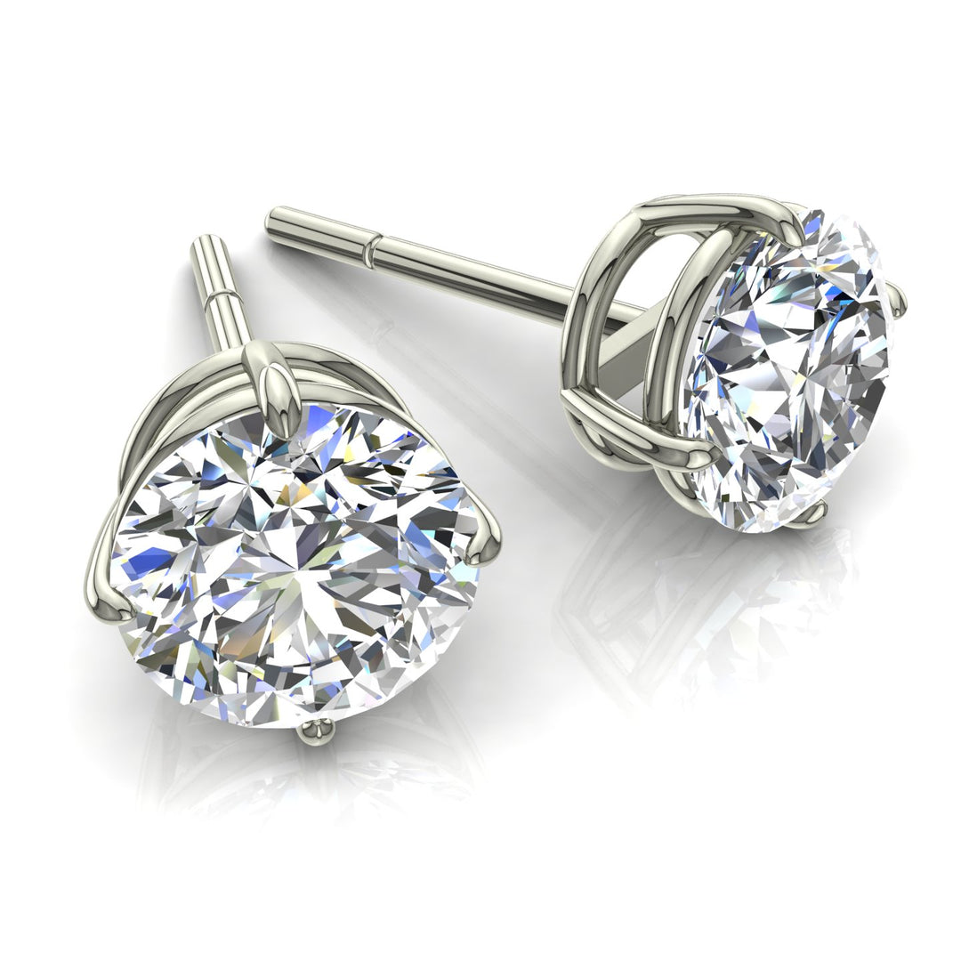 Boucles d'oreilles diamants ronds 1.00 carat or blanc Antonella