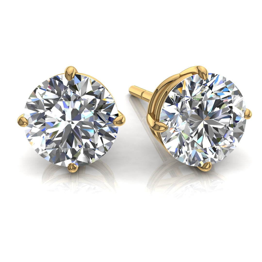 Boucles d'oreilles diamants ronds 1.00 carat or jaune Antonella