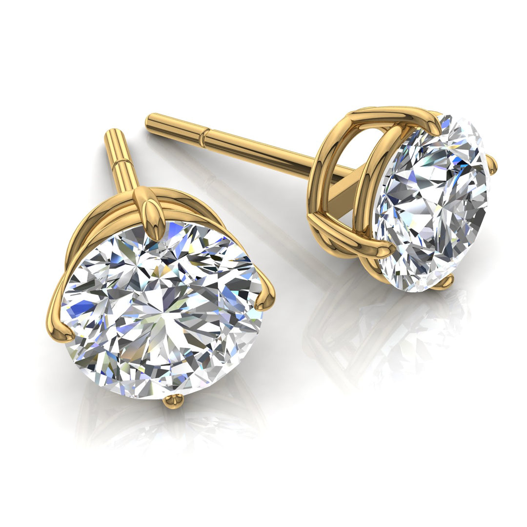 Boucles d'oreilles diamants ronds 1.00 carat or jaune Antonella