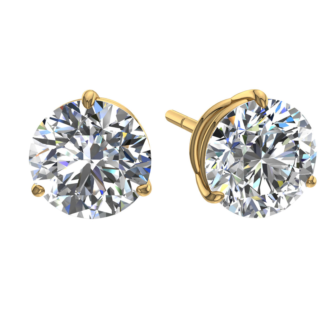 Boucles d'oreilles diamants ronds 1.00 carat or jaune Cristina