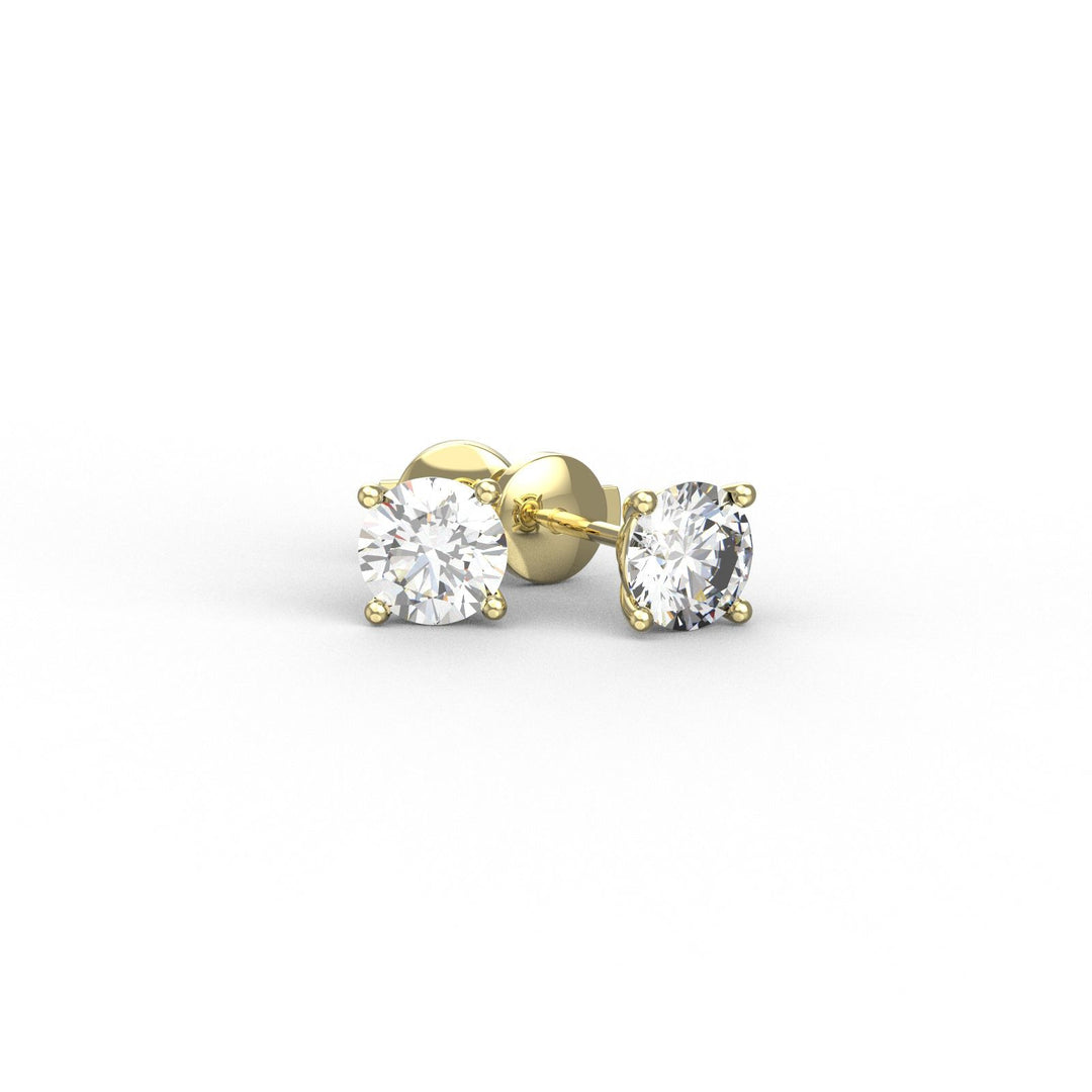 Boucles d'oreilles diamants ronds 1.00 carat or jaune Ely