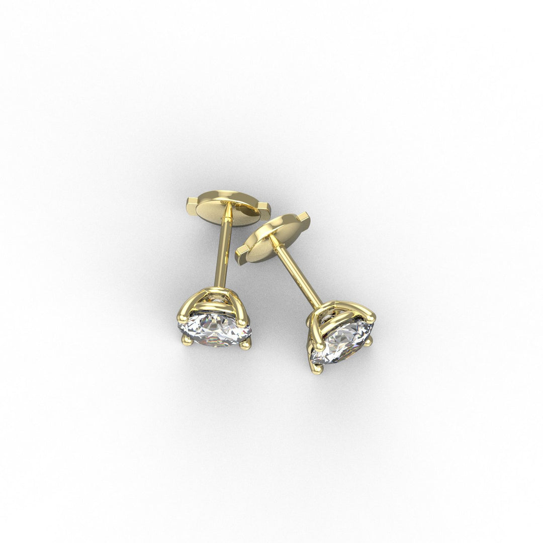 Boucles d'oreilles diamants ronds 1.00 carat or jaune Ely