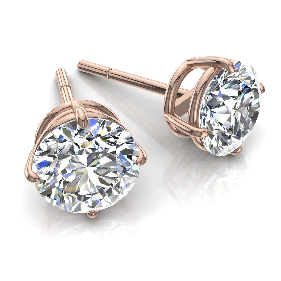 Boucles d'oreilles diamants ronds 1.00 carat or rose Antonella