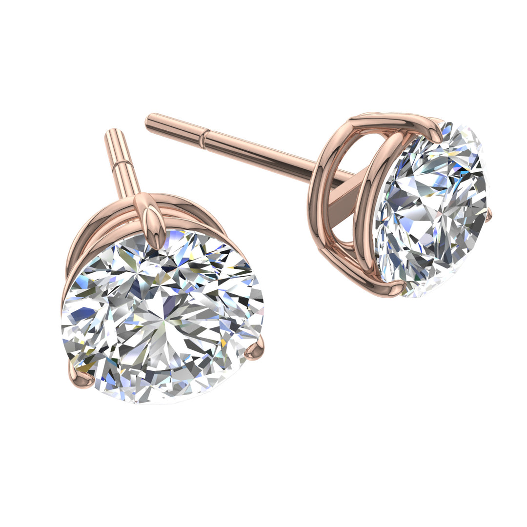 Boucles d'oreilles diamants ronds 1.00 carat or rose Cristina