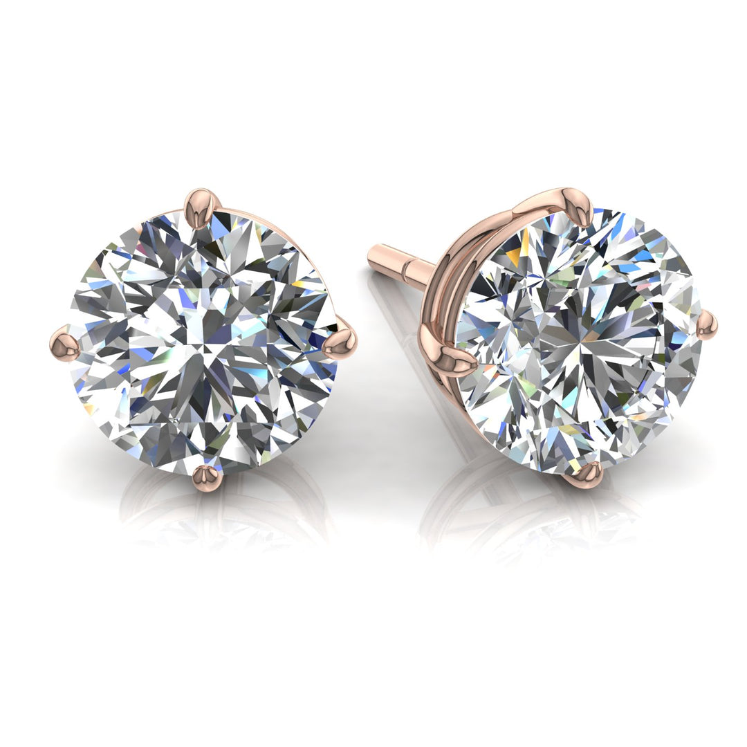 Boucles d'oreilles diamants ronds 1.20 carat or rose Antonella