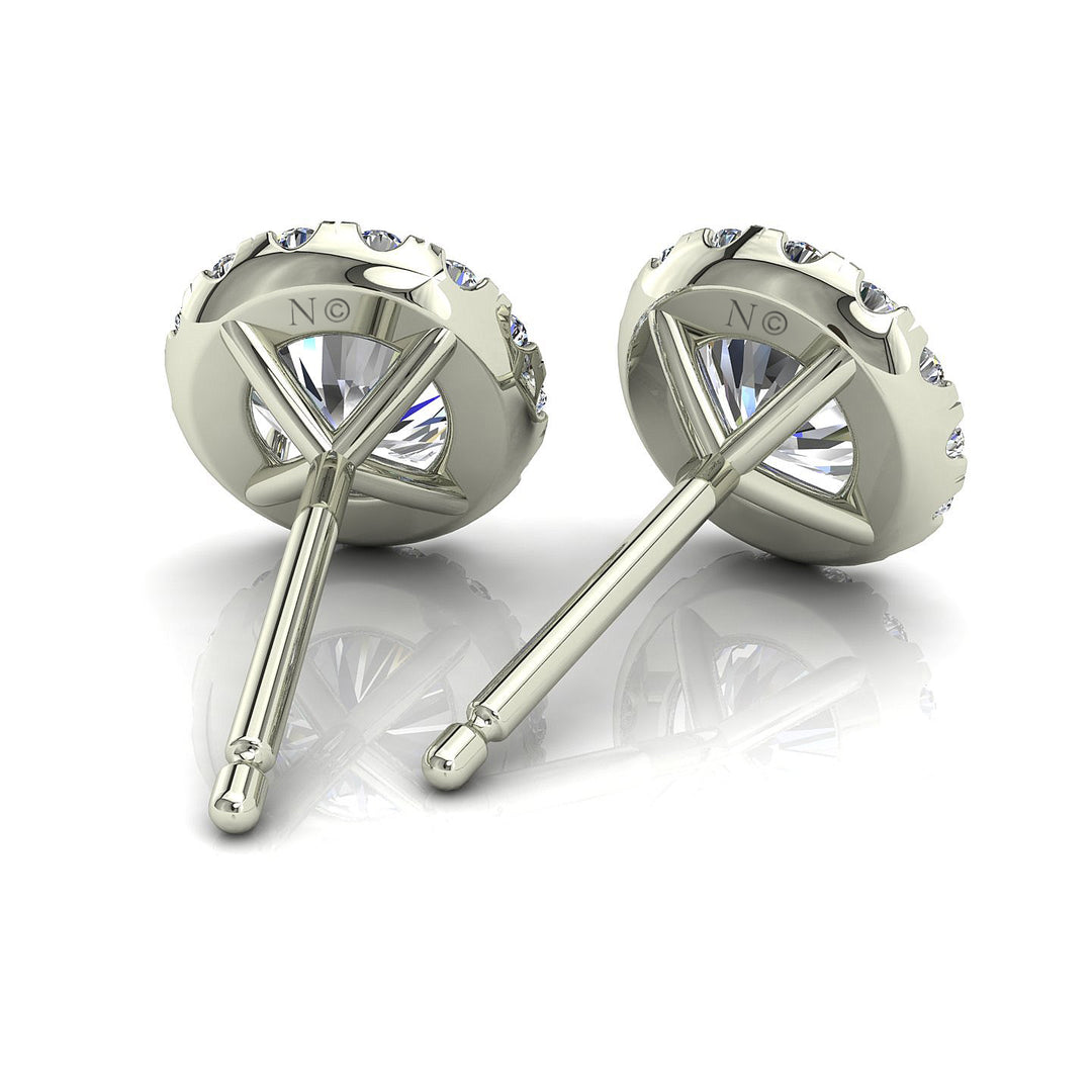 Boucles d'oreilles diamants ronds 1.40 carat or blanc Agata