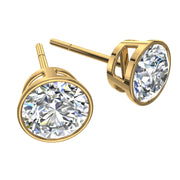 Boucles d'oreilles diamants ronds 2.40 carats or jaune Angelica