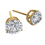 Boucles d'oreilles diamants ronds 3.40 carats or jaune Cristina