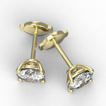 Load image into Gallery viewer, Boucles d&#39;oreilles diamants ronds 4.00 carats or jaune Ely
