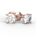 Load image into Gallery viewer, Boucles d&#39;oreilles diamants ronds 4.00 carats or rose Ely
