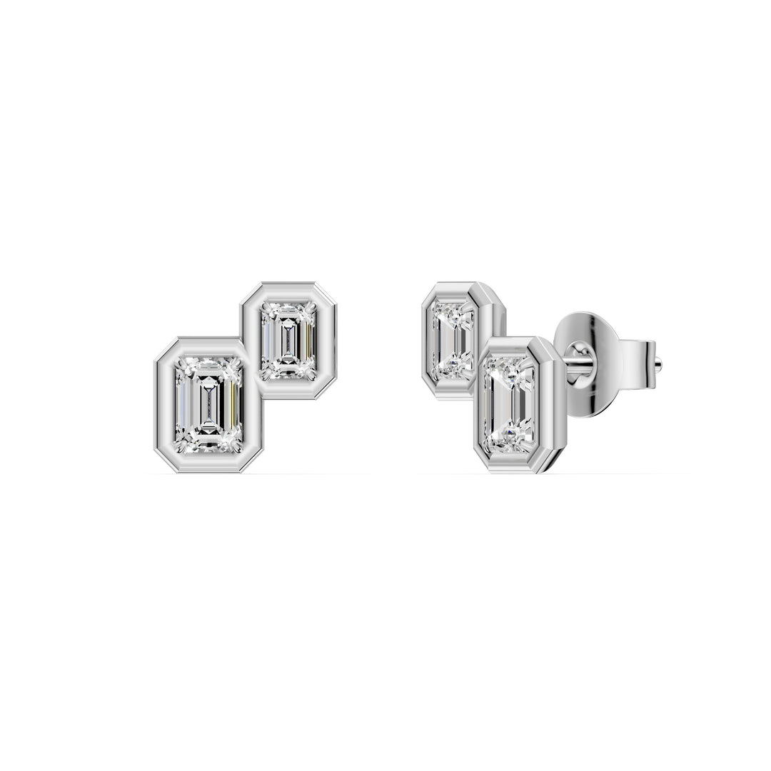 Boucles d'oreilles diamants synthétiques Émeraudes 0.75 carat or blanc Calista