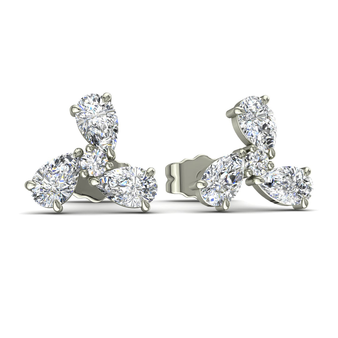 Boucles d'oreilles diamants synthétiques poires et diamants synthétiques ronds 0.64 carat or blanc Melissa