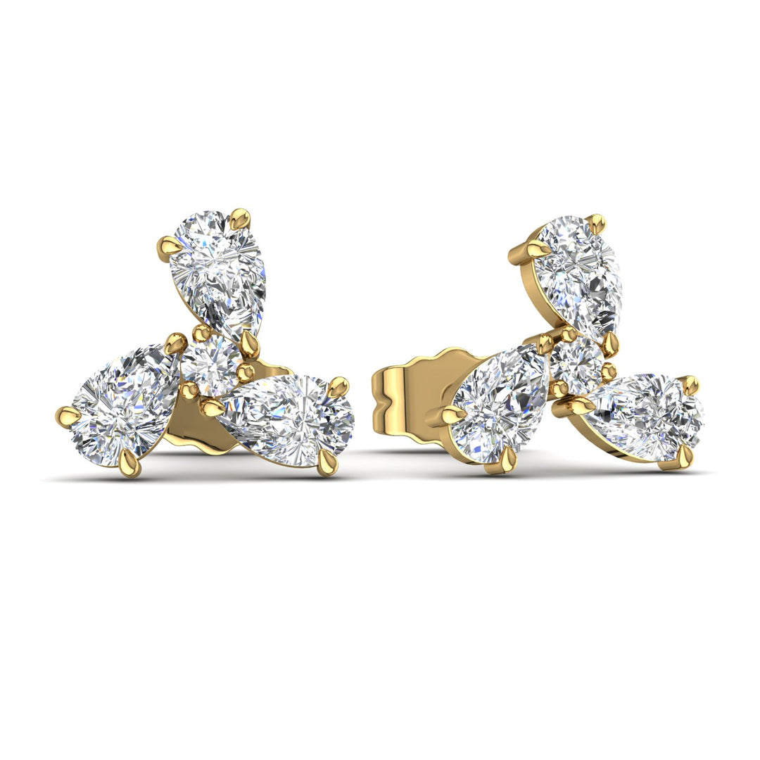 Boucles d'oreilles diamants synthétiques poires et diamants synthétiques ronds 0.64 carat or jaune Melissa