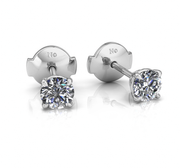 Boucles d'oreilles diamants synthétiques ronds 1.00 carat or blanc Ely