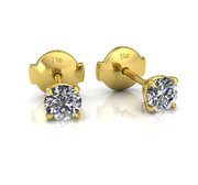 Boucles d'oreilles diamants synthétiques ronds 1.00 carat or jaune Ely