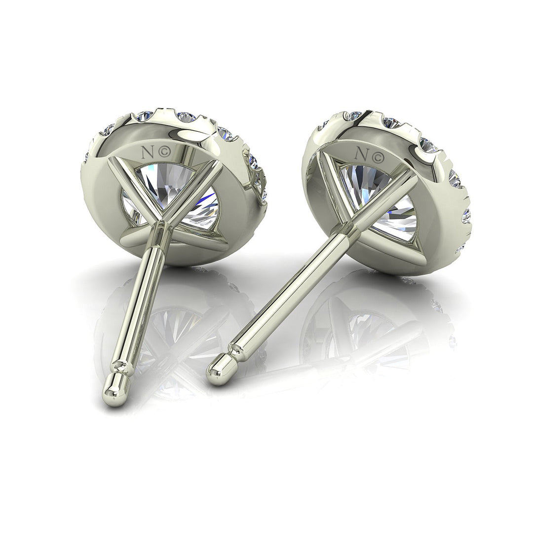 Boucles d'oreilles diamants synthétiques ronds 2.80 carats or blanc Agata