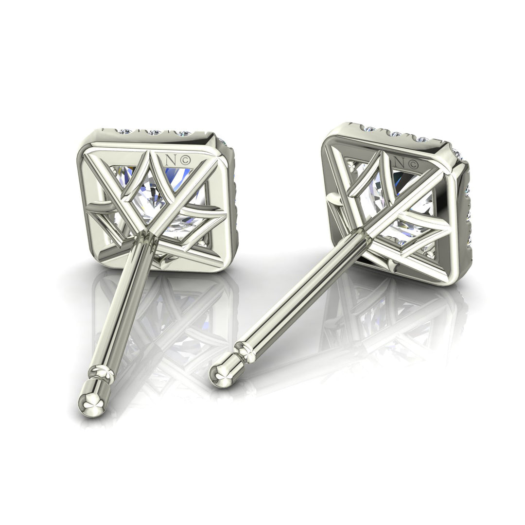 Boucles d'oreilles diamants synthétiques ronds 2.80 carats or blanc Alessia