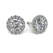 Boucles d'oreilles diamants synthétiques ronds 4.60 carats or blanc Agata