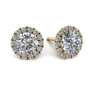 Boucles d'oreilles diamants synthétiques ronds 5.60 carats or jaune Agata