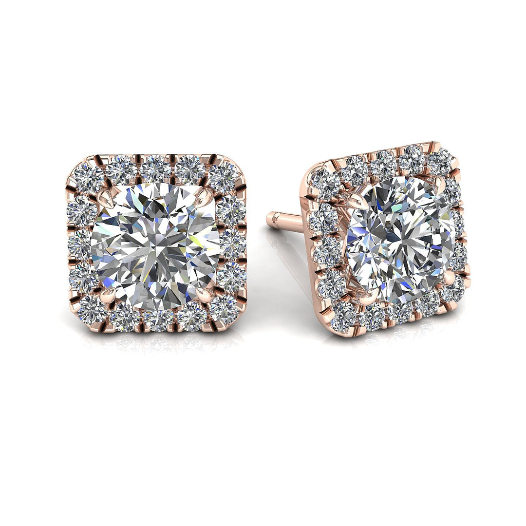 Boucles d'oreilles diamants synthétiques ronds 5.60 carats or rose Alessia