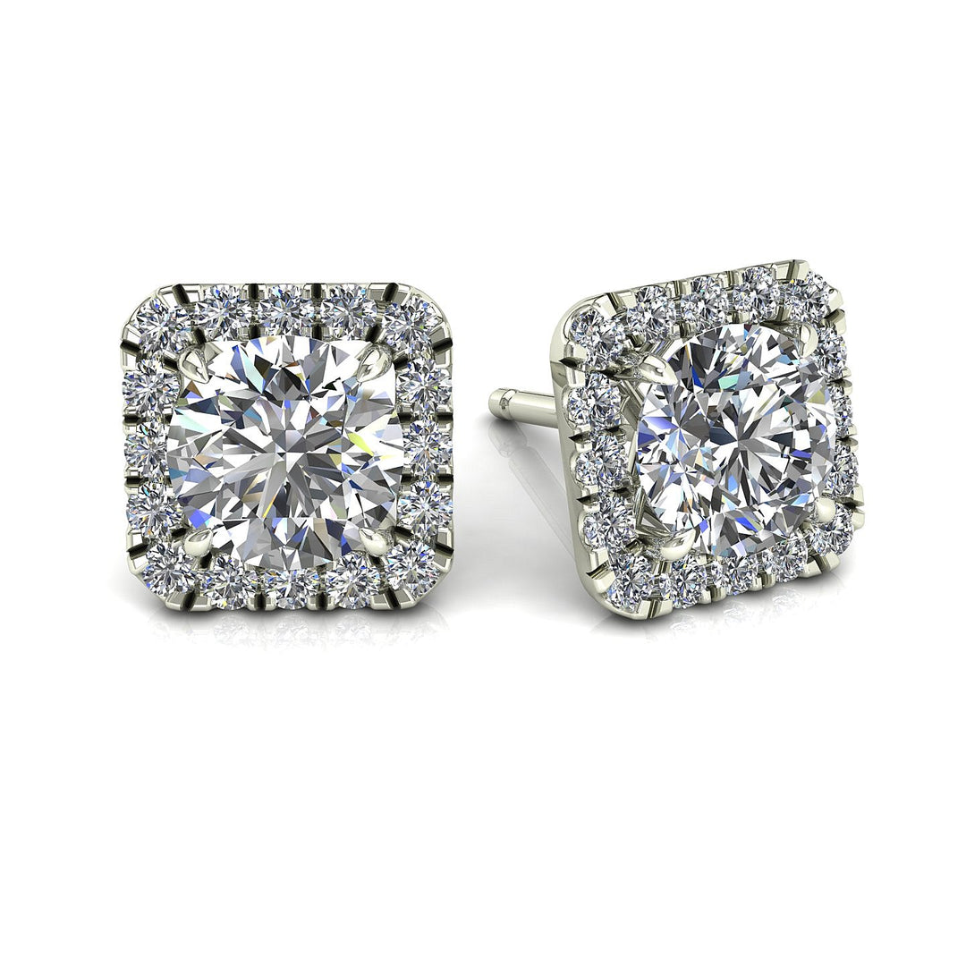 Boucles d'oreilles diamants synthétiques ronds 6.60 carats or blanc Alessia
