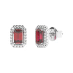 Charger l'image dans la visionneuse de la galerie, Boucles d'oreilles rubis Émeraudes et diamants synthétiques ronds 1.02 carat or blanc 14 carats Rita