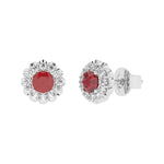 Charger l'image dans la visionneuse de la galerie, Boucles d'oreilles rubis ronds et diamants naturels ronds 1.02 carat or blanc 14 carats Renza
