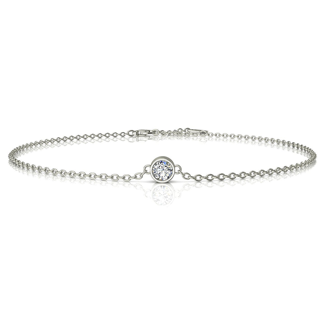 Bracelet diamant rond 0.10 carat or blanc Angelica