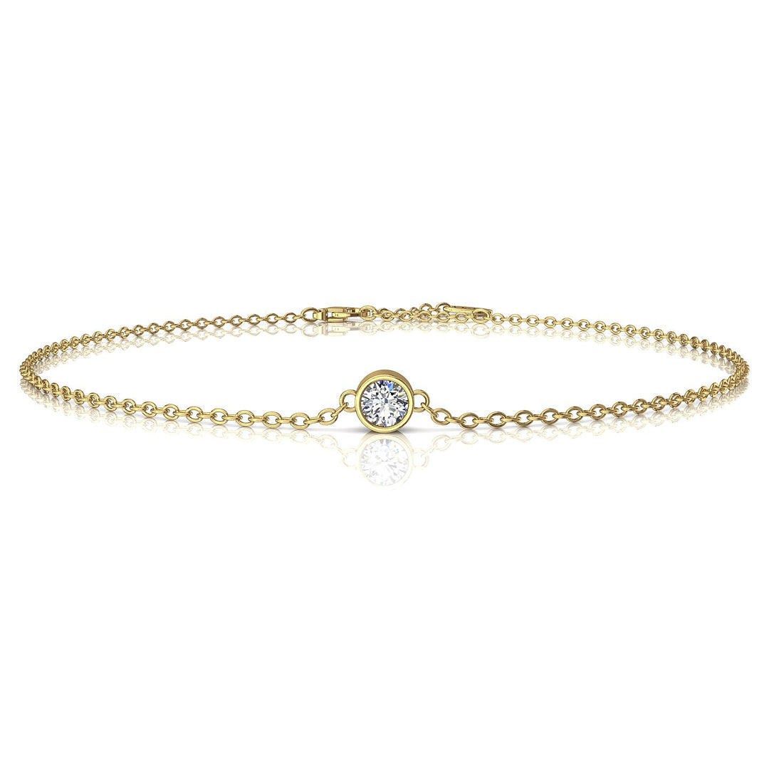 Bracelet diamant rond 0.10 carat or jaune Angelica