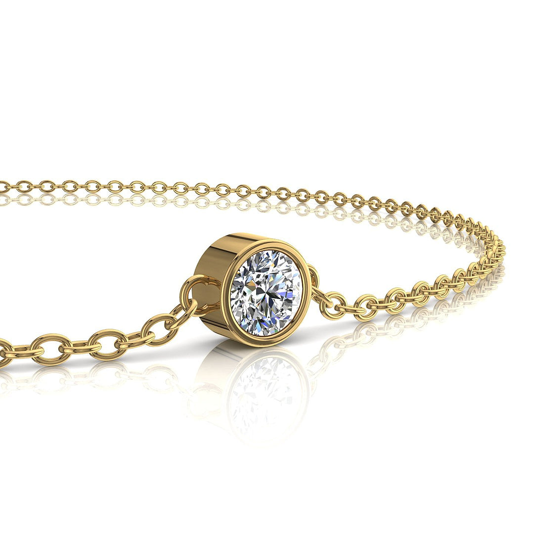 Bracelet diamant rond 0.10 carat or jaune Angelica