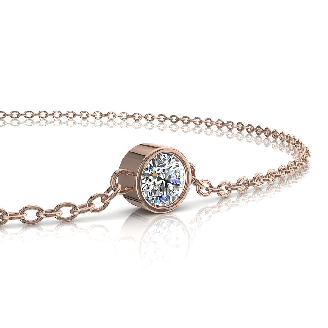 Bracelet diamant rond 0.10 carat or rose Angelica